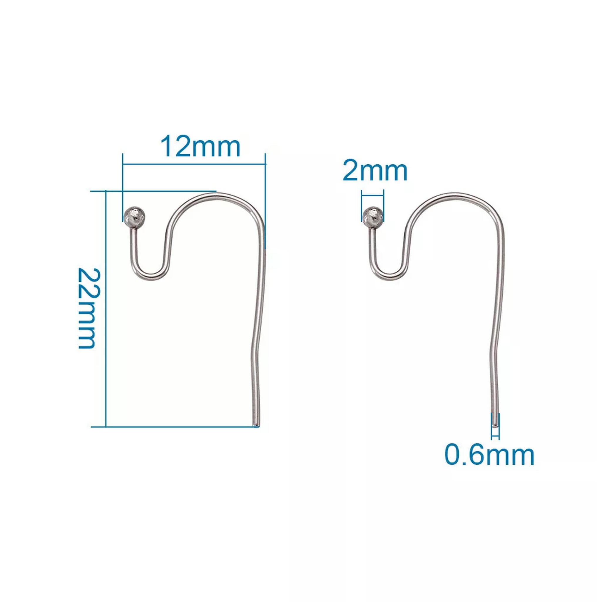 U8MO 300pcs Quality 304 Stainless Steel Earring Hooks Ball End Earwires Craft 22x12mm