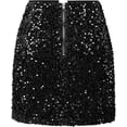 thumbnail image 3 of Women’s Sequin Skirt Sparkly Stretchy Velvet High Waisted A-Line Glitter Mini Skirts for Night Out Party, 3 of 3