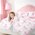 thumbnail image 4 of meiyoeat Pink Ribbon Bowknot 7 Pieces Bedding Comforter Set For Bow Lovers,Girls Personalized Monogrammed P Gifts Full Bedding Set Kids,pink Reversible, 4 of 7