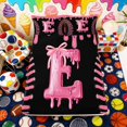 thumbnail image 3 of Erosebridal Pink Drip Letter E Full Size Sheets, Cute Baseball Sport Bed Sheets for Girls and Boys, 4 Pieces, 1 Flat Sheet, 1 Fitted Sheet and 2 Pillowcases, 3 of 6