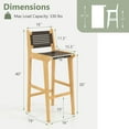 thumbnail image 3 of Costway 1 PCS 30" Teak Wood Bar Chair with Backrest & Footrest Bar Height Chair for Deck, 3 of 8