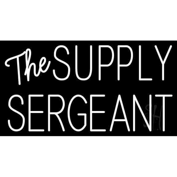 The Supply Sergeant LED Neon Sign 20 x 37 - inches, Black Square Cut Acrylic Backing, with Dimmer - Bright and Premium built indoor LED Neon Sign for Defence Force.