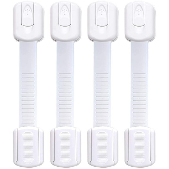 Child Safety Strap Locks (4 Pack) Drawer Locks Baby Proofing, Refrigerator Lock Child Proof, Cabinet Locks for Babies, Childproof Cabinet Latches for Toilet, Strong Adhesive Latch No Tools or Drilling