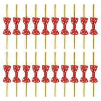 Uxcell 50 Pcs Twist Tie Bows, 3.15" Mini Bows Twisty Ties with Small Cute Dots Satin Ribbon for Lollipop DIY Crafts Baked Food Treat Bag Package, Red