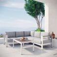 thumbnail image 2 of Afuera Living 4-Piece Outdoor Patio Aluminum Sectional Sofa Set in Silver / Gray, 2 of 7