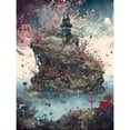 thumbnail image 1 of Fantasy World Coastal Island Landscape Nymph House Magical Marine Life Flying Fish Seaweed Cloud Large Wall Art Poster Print Thick Paper 18X24 Inch, 1 of 5