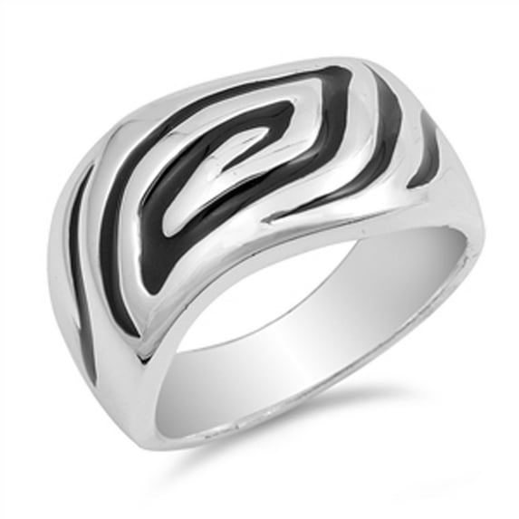 Oxidized Etched Eye Zig Zag Modern Ring .925 Sterling Silver Band Jewelry Female Male Unisex Size 9
