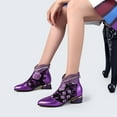 thumbnail image 4 of Lilgiuy Women Boots Retro Embroidered Rhinestone Thick Heel Shoes Boots Plus Size Boots，Purple，8.5 Winter Fashion 2022, 4 of 5