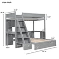 thumbnail image 2 of Harper & Bright Designs Twin XL Over Full L Shaped Bunk Bed with Stairs and 2 Desk & USB Charging Station, Solid Wood Separable L-Shaped Bunk Bed with Storage Shelves, Gray, 2 of 12