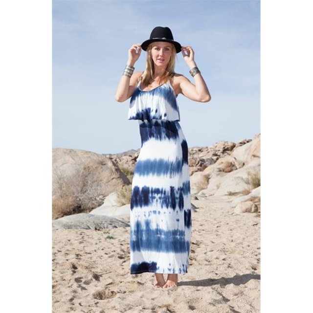 308TD-02- Robe de Kalea pour Femmes NavyWhite-XL&44; Marine & Blanc - Extra Large