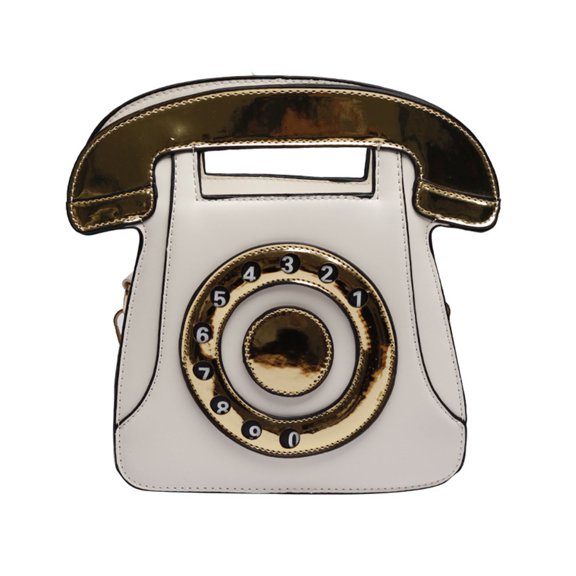 Women Telephone Shaped Handbag and Purses Retro Phone Top-Handle Shoulder Bags