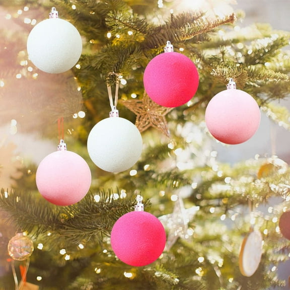 sruoe Christmas Ball Ornaments, Christmas Tree Ornament, Xmas Bulbs Decoration Set, Shatterproof Ornaments, Flocked Christmas Balls, Hanging Tree Ornament for Xmas Holiday Party Halloween Decor