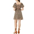 thumbnail image 3 of Allegra K Women's Floral Print Square Neck Smock Waist Puff Sleeve Short Dress, 3 of 7
