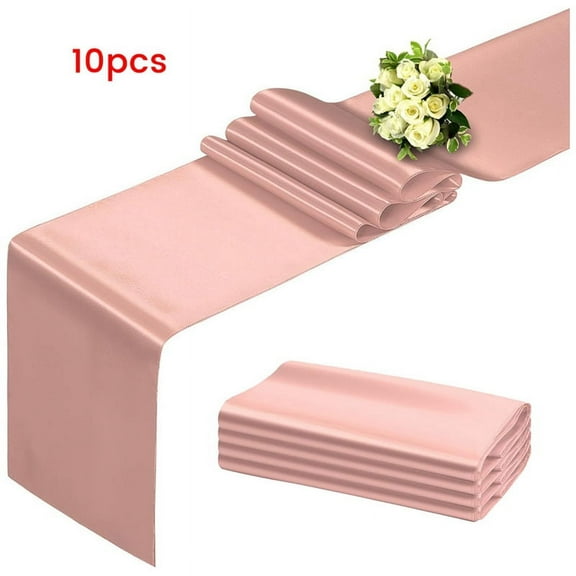 Rose Gold Table Runner 12x108 Inch 10 Pack Satin Runners, Smooth for Party Wedding Banquets Birthday