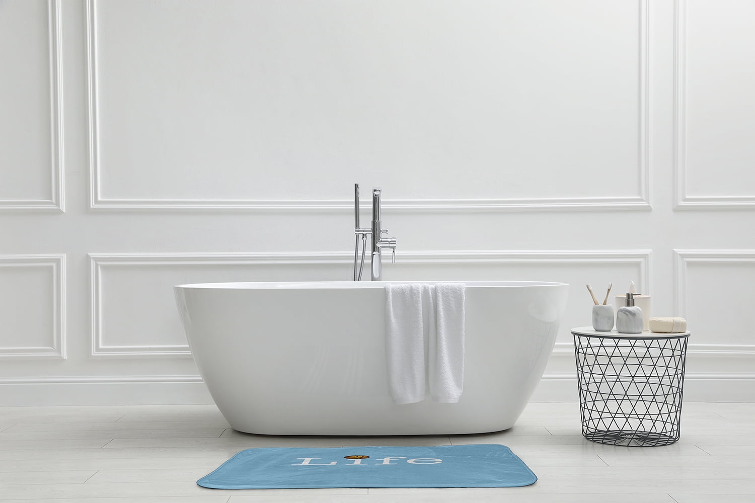 Simply Daisy 24" x 17" Plush Microfiber Blue Life + Ball Bath Mat