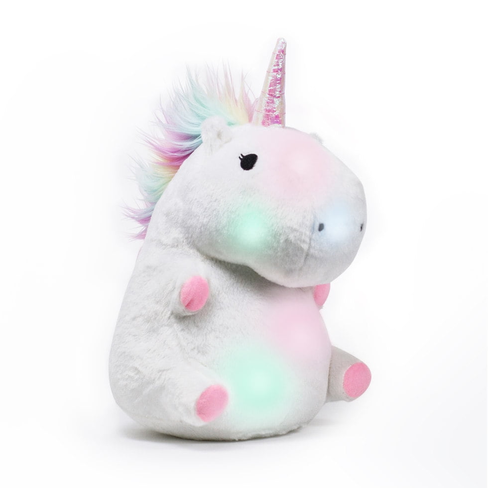 SMOKO Glowing Unicorn Plush Pillow With LED Light Up Cheeks Cute