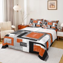 Manfei Modern Fashion Artwork Bed Sheets, Abstract Ombre King Sheets, Square Geometric Sheet Set, Breathable Home Decor, 4pcs