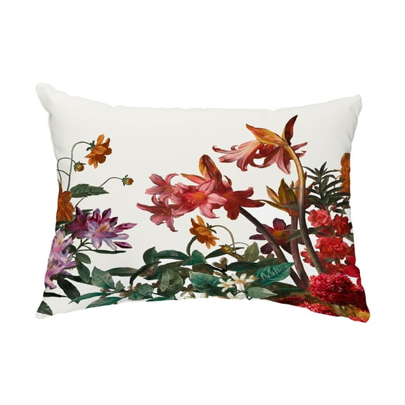Simply Daisy, 14" x 20" Color Me Floral White Floral Print Decorative Outdoor Throw Pillow