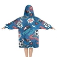thumbnail image 2 of Blue Soccer Elements Pattern Blanket Hoodies for Kids 6-13YR Oversize Wearable Blanket Hoodies for Boys Girls Teens, 2 of 7