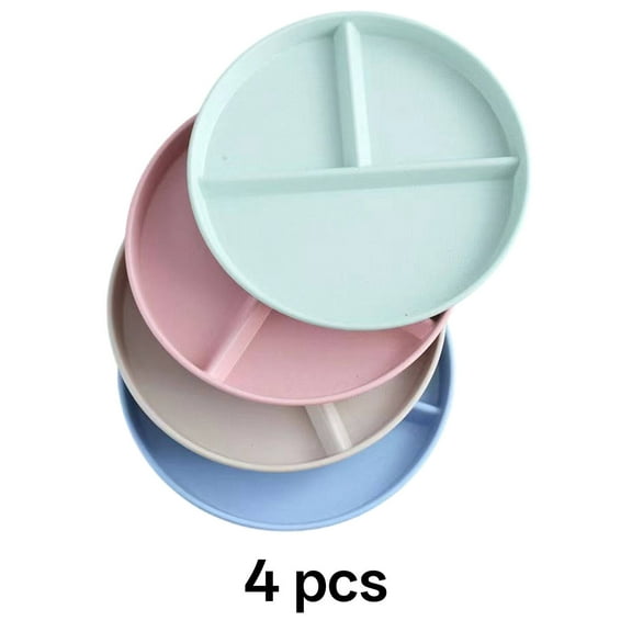 ACDANC 4Pcs Plastic Plates Lightweight Portion Control Plate Elegant Compact Dinner Plates,Colour Mixture