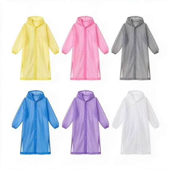 6 Pack Rain Ponchos for Adults Men Women, Reusable EVA Clear Raincoat Waterproof with Hood