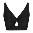 thumbnail image 4 of Siilsaa Bikini Tops for Women Cropped Tankini Tops Beach Padded Knot Twist Cut Out Adjustable Tank Swimwear Top Only Black,XXL, 4 of 4