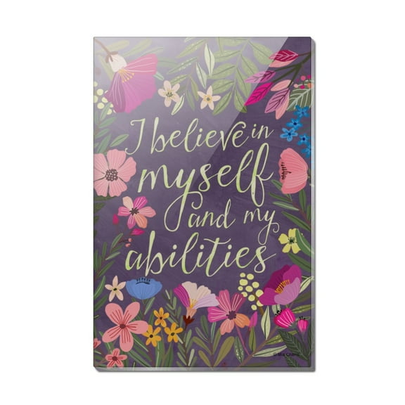 I Believe in Myself and My Abilities Positive Inspirational Message Rectangle Acrylic Fridge Refrigerator Magnet