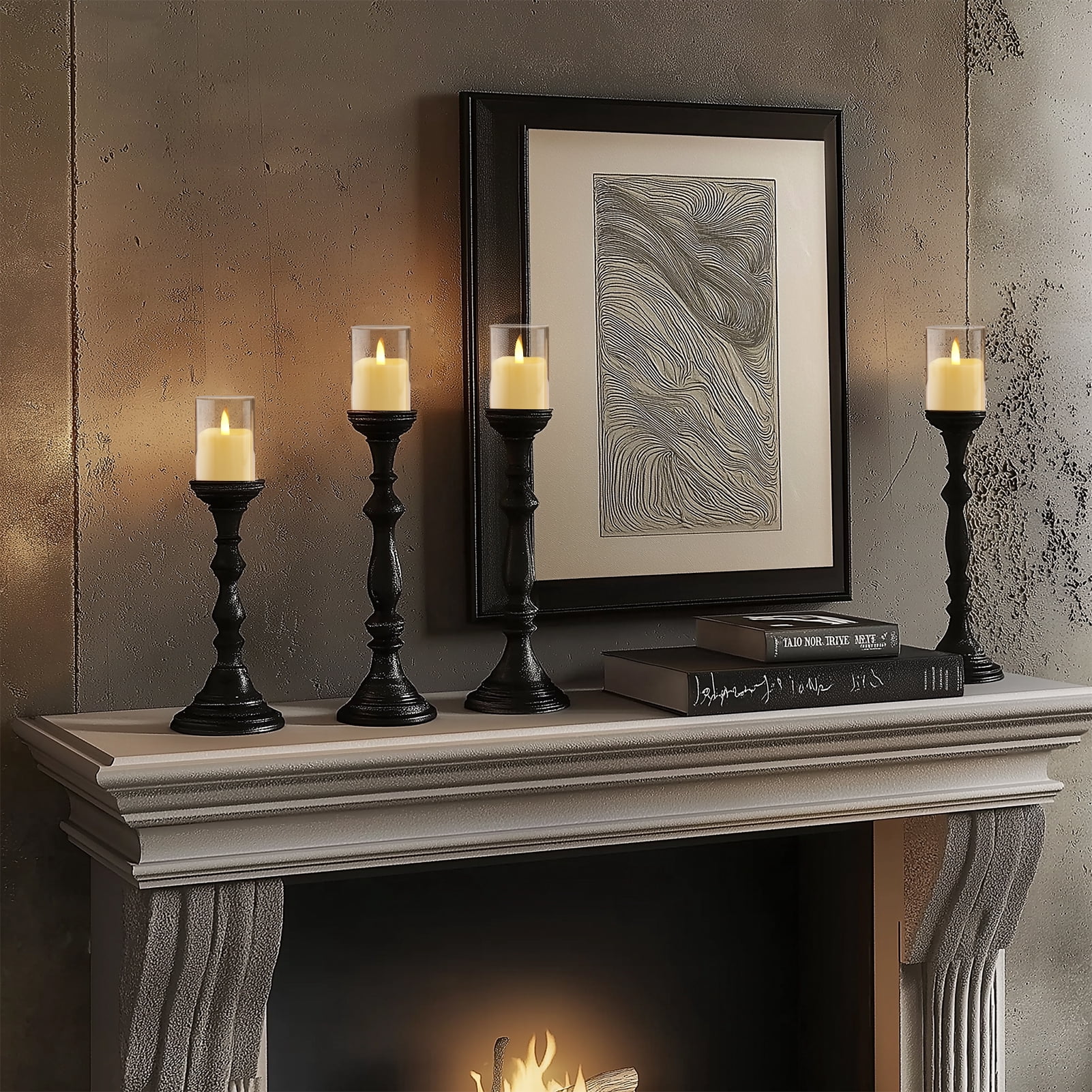 6Pack Glass Flickering Flameless Candles with Remote, 2"X3" Real Wax Votive Candles Battery Operated, Small Electric LED Candles for Wedding Home Decor, w/4 Timers+2 Lighting Modes [Clear]