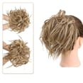thumbnail image 3 of Cabello Postizo Natural, Extension de Cabello Moño Desordenado, Extension Pelo Rubio, Chongos Postizos Sintético con Banda Elástica para Mujeres Niñas (Castaño Claro Mix Rubio), 3 of 3