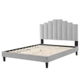 thumbnail image 3 of Platform Bed Frame, Full Size, Velvet, Light Grey Gray, Modern Contemporary Urban Design, Bedroom Master Guest Suite, 3 of 10