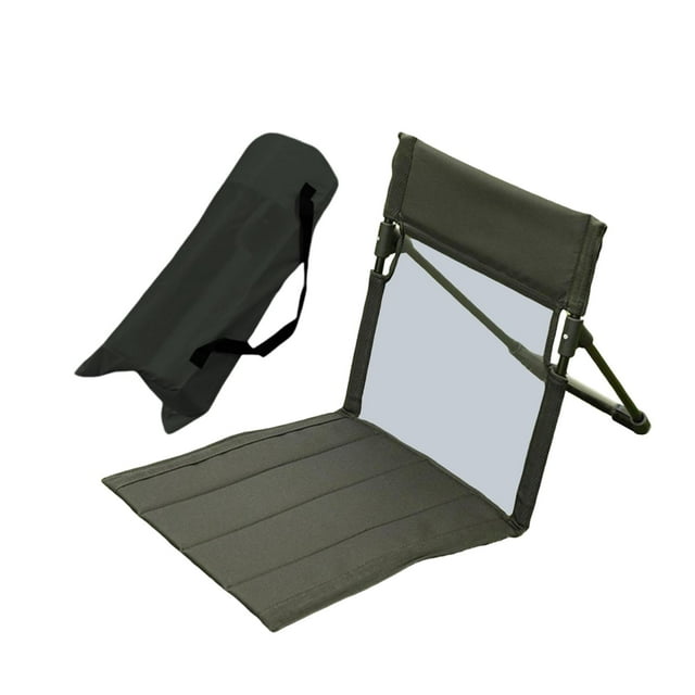 DYNWAVECA Floor Chair with Backrest Foldable Beach Seat Stadium Chairs with Carry Bag Portable Camp Chair for Picnic Lawn Trekking Yard Black
