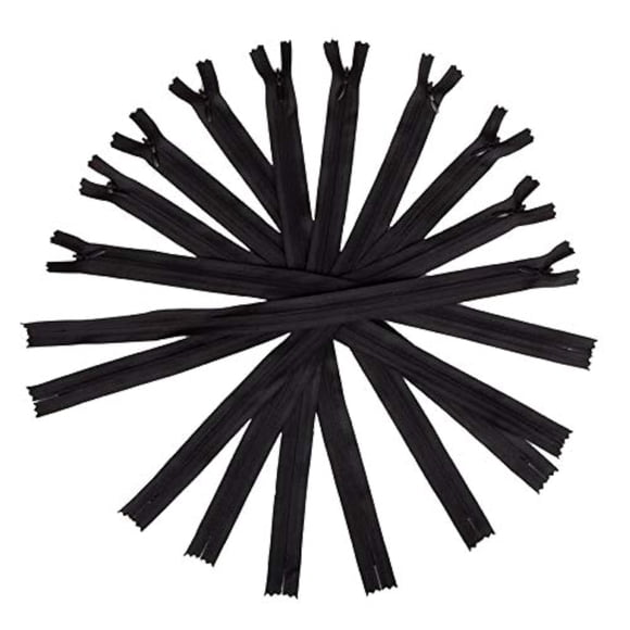 50pcs Long Nylon Invisible Zippers for DIY Sewing Back Dress Cushion Tailoring Accessories Tailor Tool (Black, 15inch)