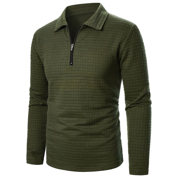 pstuiky hombres de manga larga, Suéter de manga larga con cremallera para hombre, abrigo informal sin capucha de manga larga para hombre Tops de hombre m
