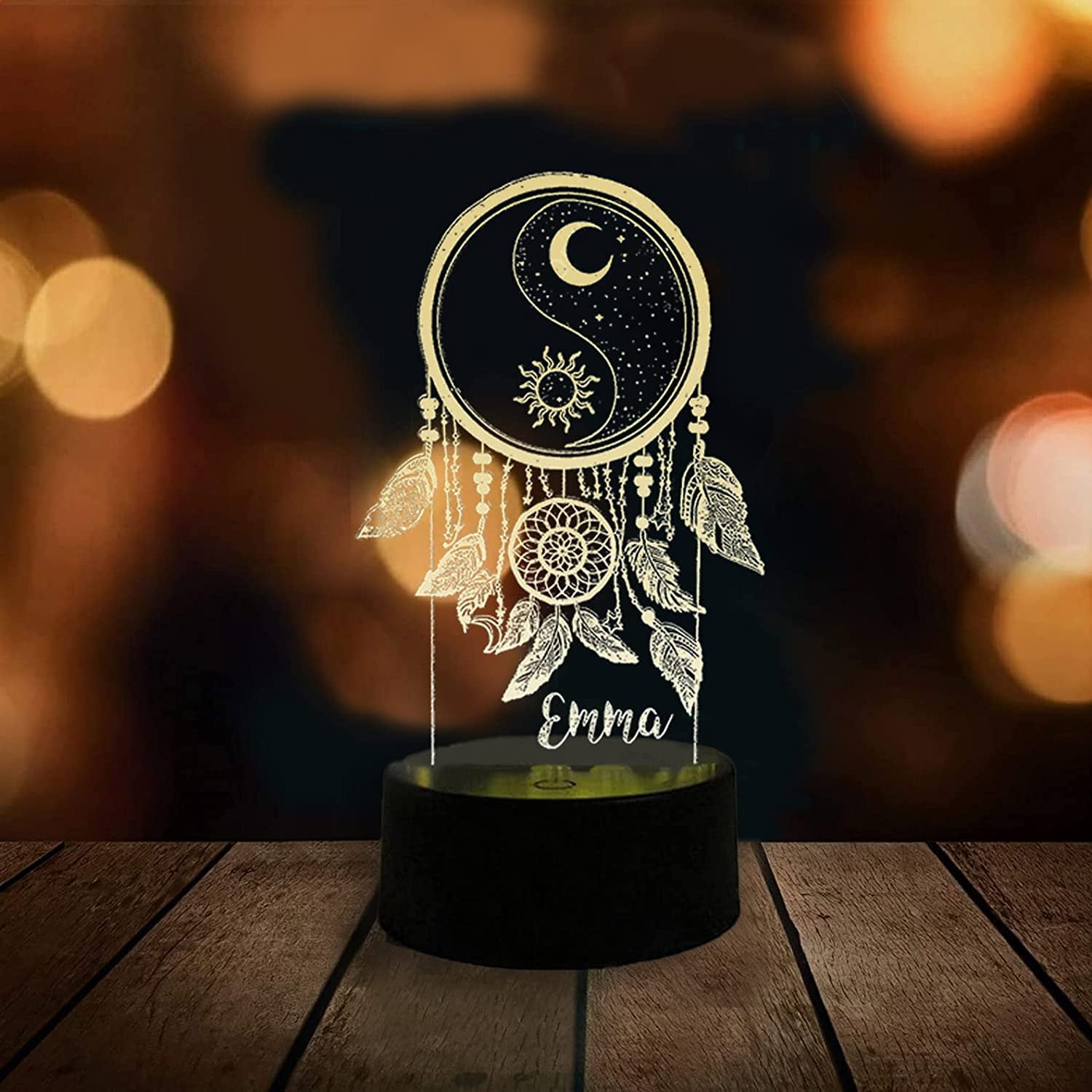 Asser stout Rough sleep Custom Dream Catcher Night Light Personalized Acrylic 7 Color Changing LED  Lamp Gift for Boys Girls Birthday Christmas (Style 1) - Walmart.com