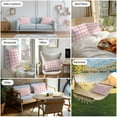 thumbnail image 3 of Outdoor Throw Pillows Covers 12X20 Set of 2 Waterproof Pink Gingham Buffalo Check Decorative Zippered Cushion Covers for Patio Furniture, Pink White Lumbar Pillowcases, 3 of 8