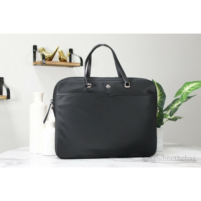Kate Spade Jae Nylon Leather Trim Laptop Bag Black Shoulder Crossbody