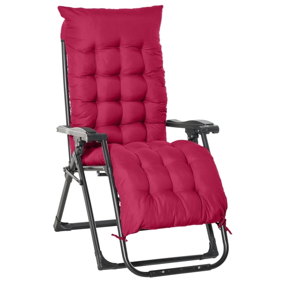 Wine Red Zero Gravity Reclining Chair - Adjustable Outdoor Sun Lounger with Cushion & Headrest for Patio, Garden & Poolside Relaxation - 35.4" x 25.6"