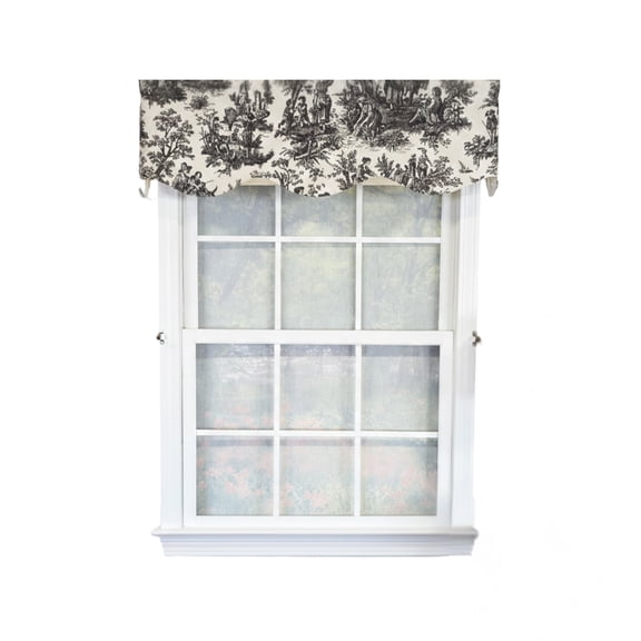 RLF Home Baroque Provance 100% Cotton Rod Pocket Lined Window Valance 50" x 15" Black