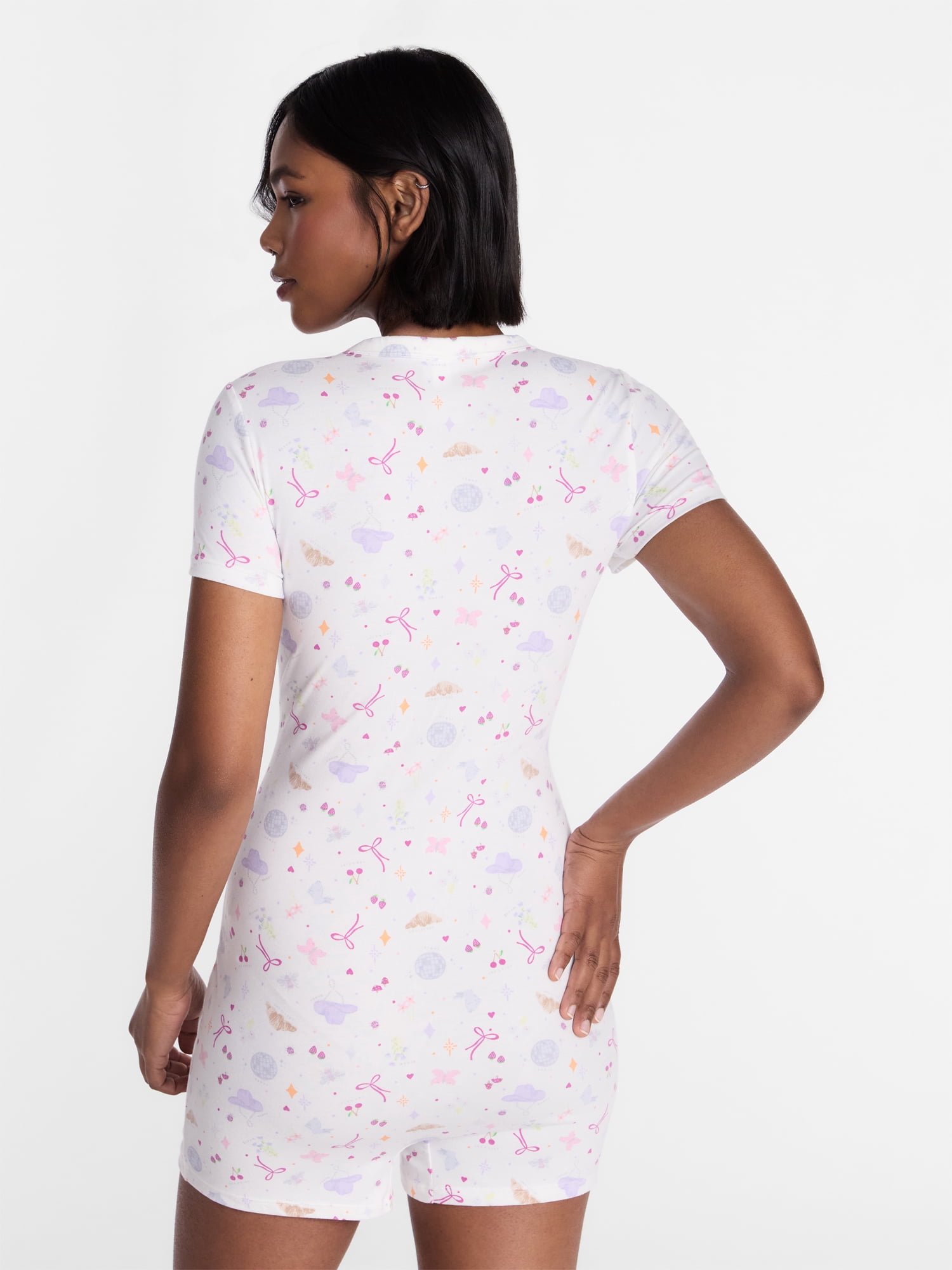 No Boundaries Cloud Core Sleepwear Romper, Women's XXS-3X