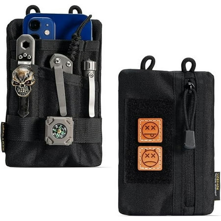 VIPERADE VE1-P Pocket Organizer EDC Pocket Organizer Men EDC Organizer Pouch Tool Pouch with 5 Tool Storage EDC Pouch for Flashlight Pocket Knife Tactical Pen EDC Gear-Black