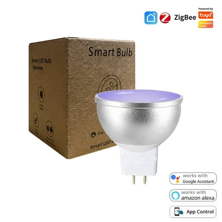 

Zemismart Smart Light Bulb Zigbee 3.0 RGBCW Dimmable LED Bulb Work with Google & Alexa MR16 5W LED Color Changing Light Bulb Compatible with Tuya/Smartthings 1-Pack