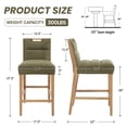 thumbnail image 5 of Guyou 26" Modern Bar Stools Set of 2, Chenille Upholstered Counter Height Barstools, Armless Wooden Bar Chairs for Kitchen Island, Home Bar, Green, 5 of 9