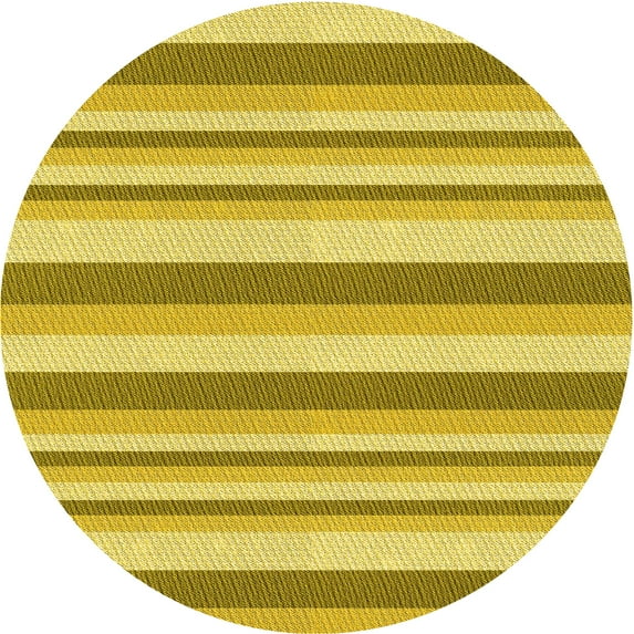 Ahgly Company Indoor Round Patterned Bold Yellow Area Rugs, 8' Round
