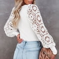 thumbnail image 4 of Blusas de mujer con cuello rectangular, blusas casuales de manga larga tipo farol, camisas de punto acanalado para mujer para ir de compras o fiestas, color blanco XL, 4 of 6
