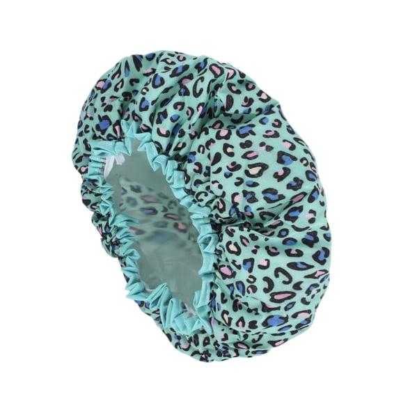 Unique Bargains Leopard Double Layer Shower Cap 1 Pc Blue