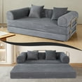 thumbnail image 6 of 2-in-1 Foldable Sofa Bed 75 Inch Folding Couch Convertible Compressed Sleeper Sofabed Memory Foam Faux Fur Upholstered Cloud Couch Mattress Bed 2 Pillows Grey Ash, 6 of 10