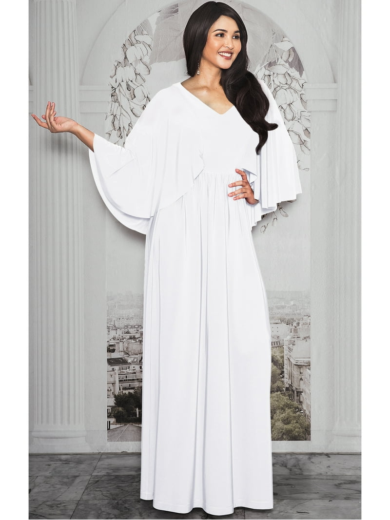 KOH KOH Long Cape Batwing Sleeve Modest Full Floor Length Flowy Fall Winter Elegant Evening Formal Funeral Church Wedding Guest Tall Maxi Dress Gown For Women Ivory White X-Large US 14-16 NT117 - KOH KOH Long Cape Batwing Sleeve Modest Full Floor Length Flowy Fall Winter Elegant Evening Formal Funeral Church Wedding Guest Tall Maxi Dress Gown For Women Ivory White X-Large US 14-16 NT117 -