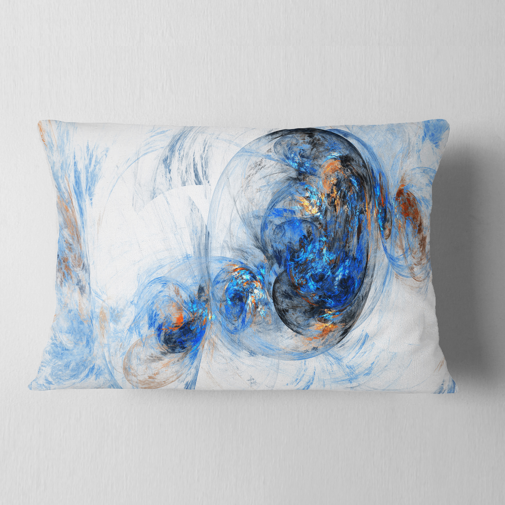 Designart Colored Smoke Dark Blue - Abstract Throw Pillow - 12x20
