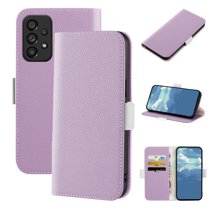 Dteck for Samsung Galaxy A53 5G 6.5 inch Wallet Case,Candy Color Lychee Texture Leather Magnetic Closure Card Slots Folio Flip Holder Full Protection Phone Cover,Purple