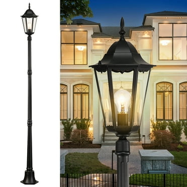 Outdoor Post Lights Lamp Post Light Fixtures 1-Pack Glass Shade Weatherproof Exterior Lantern Street Light for Garden, Patio, Driveway